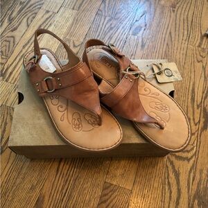 Born Brown Leather Sandals with Ankle Buckle 8